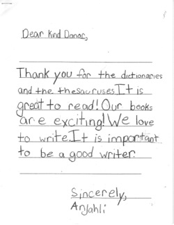 Thank you letter from Mrs. D's class